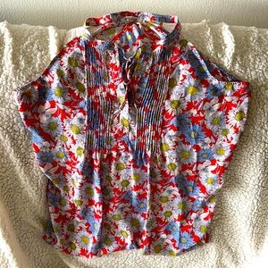 Sleeveless multicolor flower print blouse